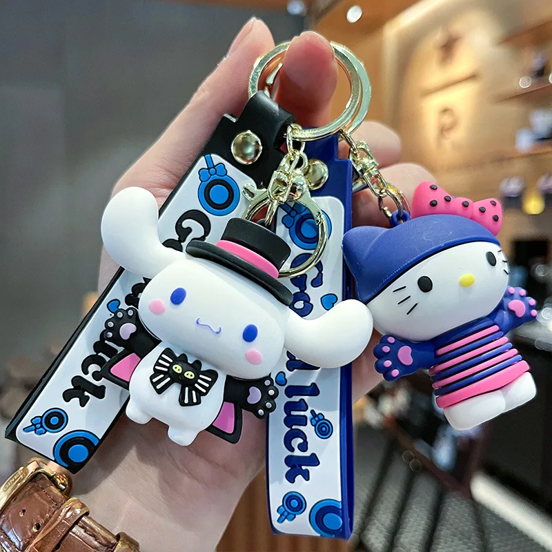 Anime Kawaii Sanrio Hello Kitty Keychain Pendant Holder Key Chain Car Keyring Mobile Hanging Jewelry Kids Toys Gifts Wholesale