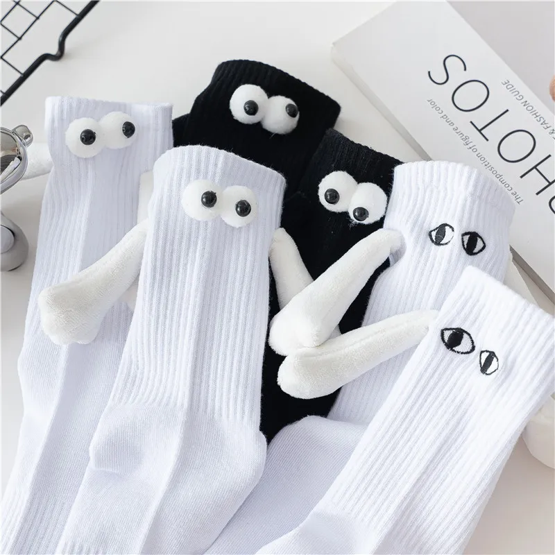 Epligg Mid Tube Socks With Magnet Creative Magnetic Suction Socks Cotton Toe Socks 3d Hand In Hand Club Couple Socks