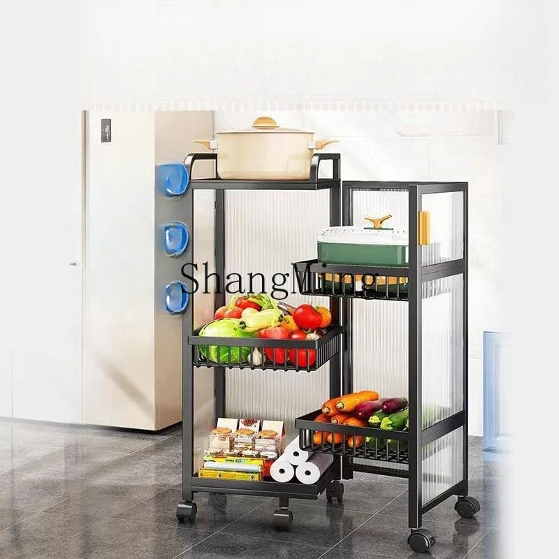

FG Rotating Locker with Door Snack Vegetable Basket Shelf Kitchen Floor Floor Multi-layer Pot Storage Rack