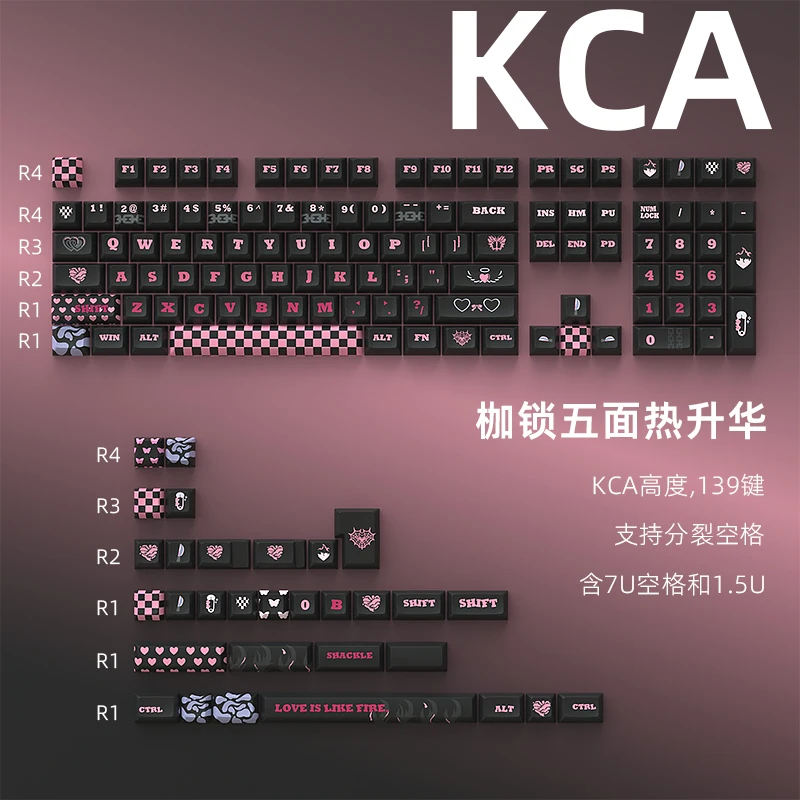 Shackles Original Keycap KCA Height 139 Keys Full Five-Sided Sublimation Customized Large Full Set Split Spaces