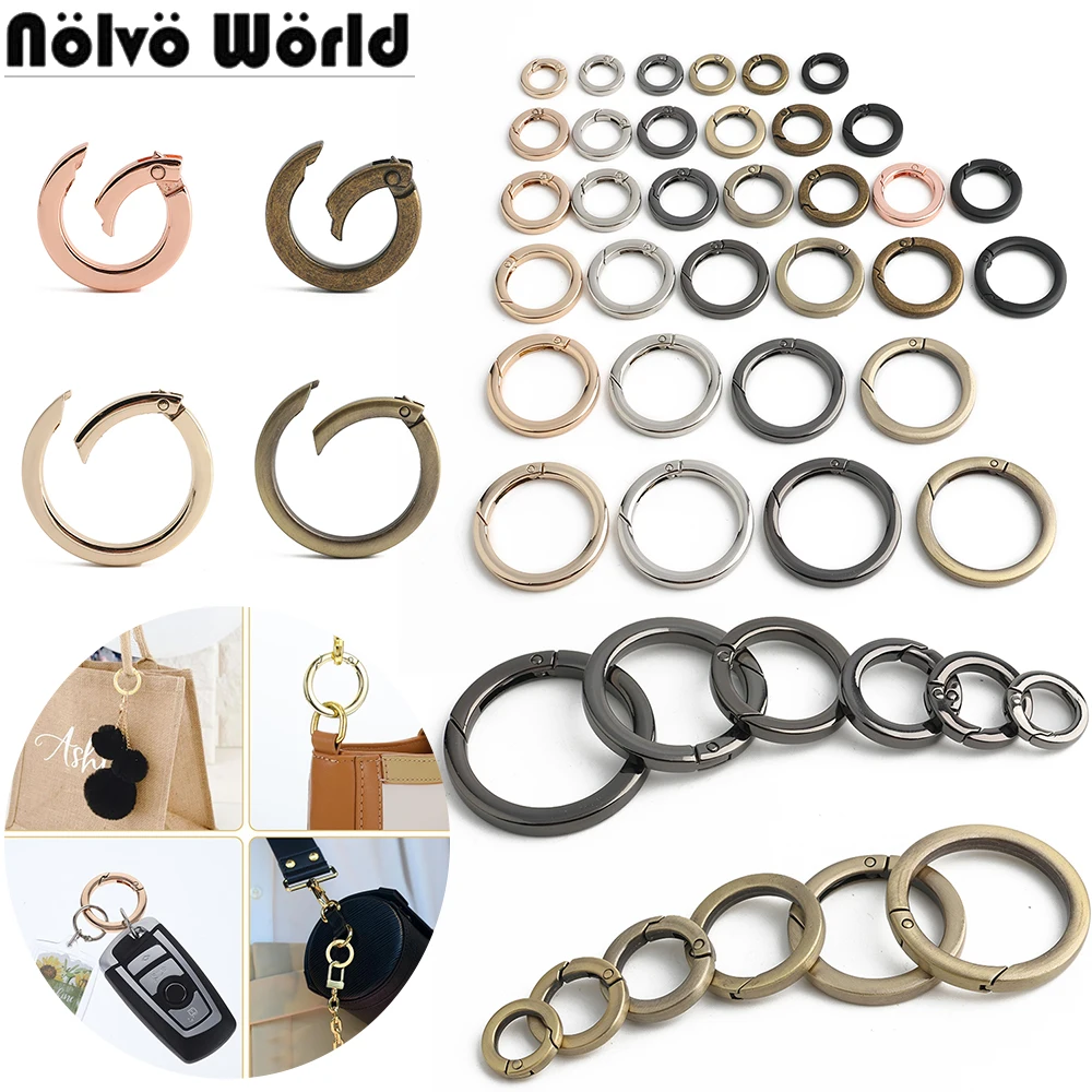 30PCS 13-16-19-25-32-38mm Metal O Ring Spring Ring Clasp For Bag Handbag Round Carabiner Keychain Pendant Split Ring Accessories