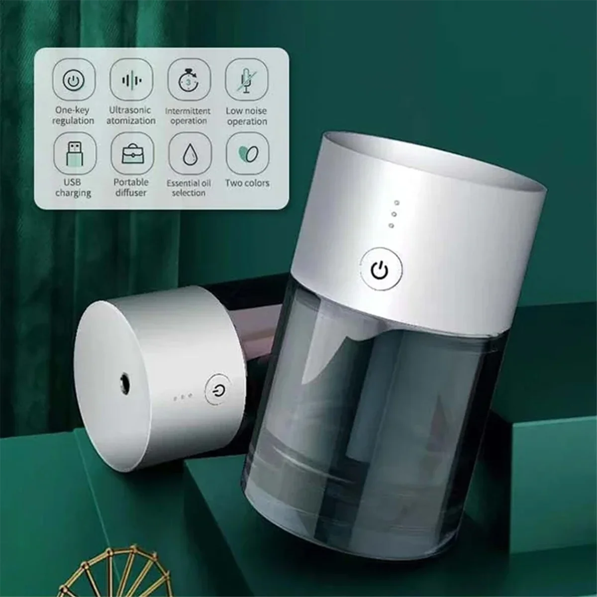 Ambientador para coche, difusor de aceites esenciales recargable por USB, difusor de fragancia para habitación, humidificador de niebla fría, máquina aromática, A-A07G