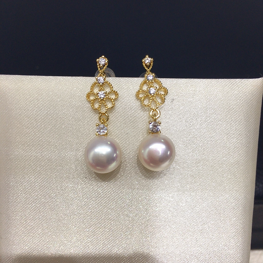 

ZHBORUINI серьги с пресноводным жемчугом 8-8,5 мм с цирконом, изысканные ювелирные изделия, кружево, простые модные ретро-новое поступление, подарок