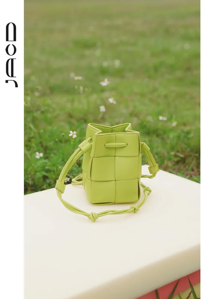 Versatile Bucket Bag Woven Small Green Portable Bag 2023 Summer Ladies Mini Shoulder Crossbody Bag Daily Use for Women Wallet