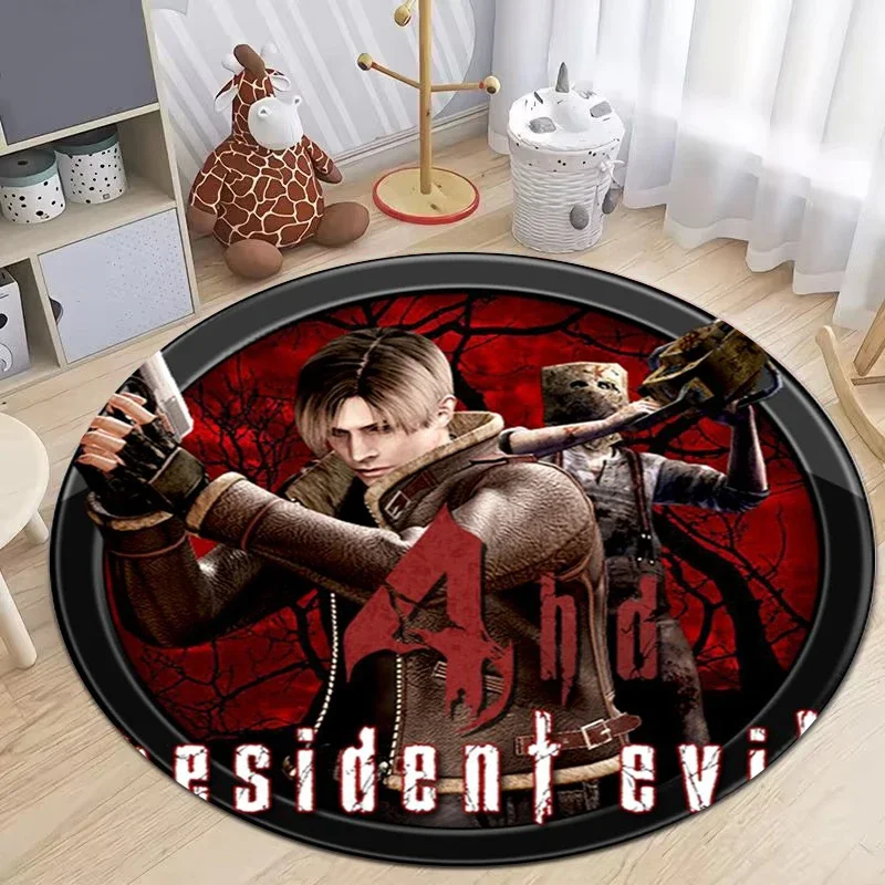 Round Rug 3D R-Resident Evil Games Gamer Area Rug for Living Room Bedroom Sofa Doormat Decora Kids Play Non-slip Floor Mat