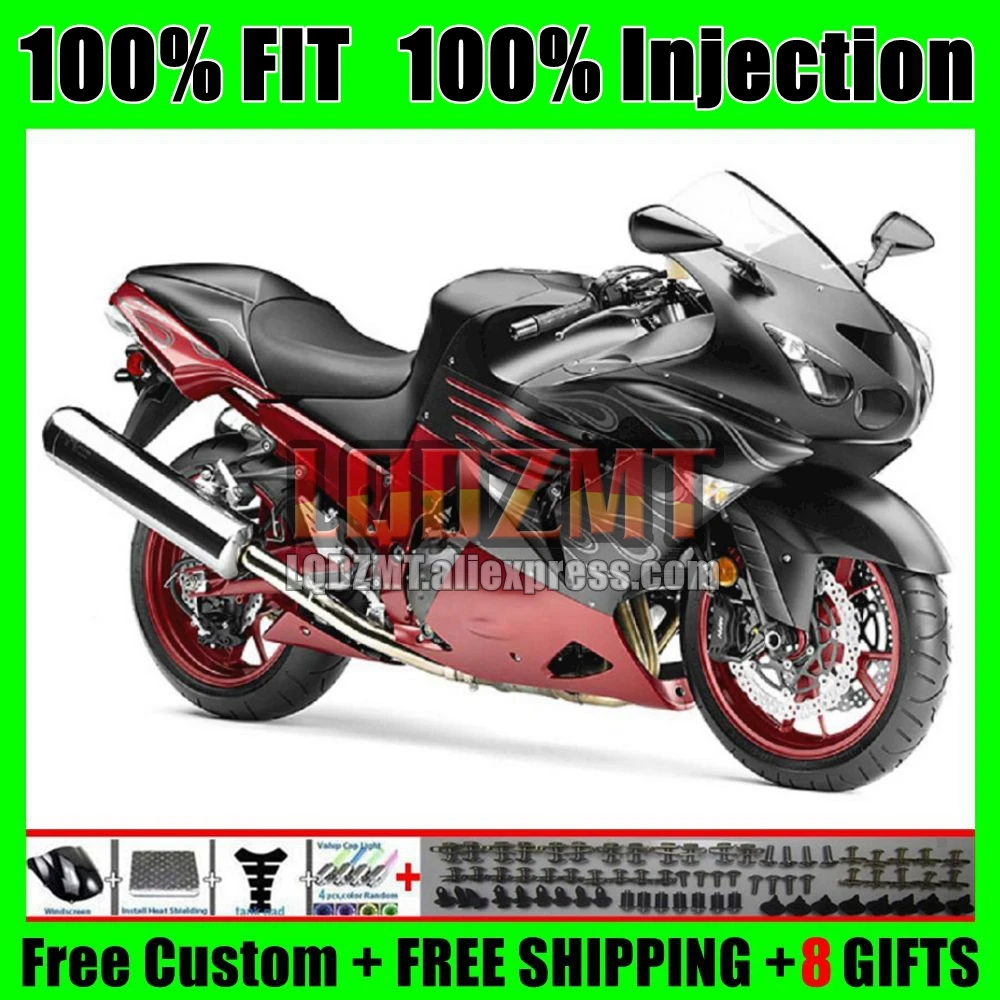 Bodys For KAWASAKI NINJA ZZR 1400 ZZR-1400 12 13 14 15 16 17 72No.87 ZZR1400 2012 2013 2014 2015 2016 2017 Red black Fairing