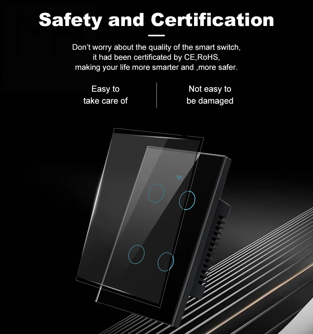 Tuya Wifi Smart Touch Light Switch US APP Wireless Remote LED Light Switches No Neutral Wire Required Work Alexa Google Home