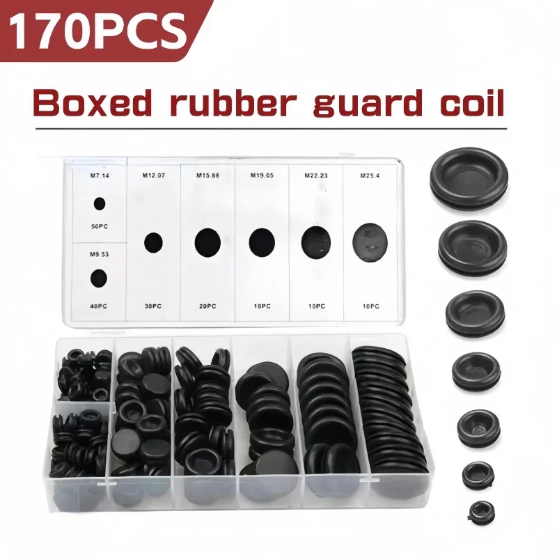 

170PCS rubber grommet firewall hole plug kit wire washer kit for drilling1/4 "3/8" 1/2 "5/8" 3/4 "7/8" 1 "wiring combination kit