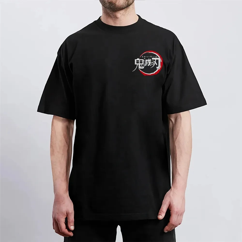 Demon Slayer: Kimetsu no Yaiba 코튼 유니섹스 라운드 넥 애니메이션 티셔츠 남성 및 여성 여름 패션 통기성 스트리트 티셔츠