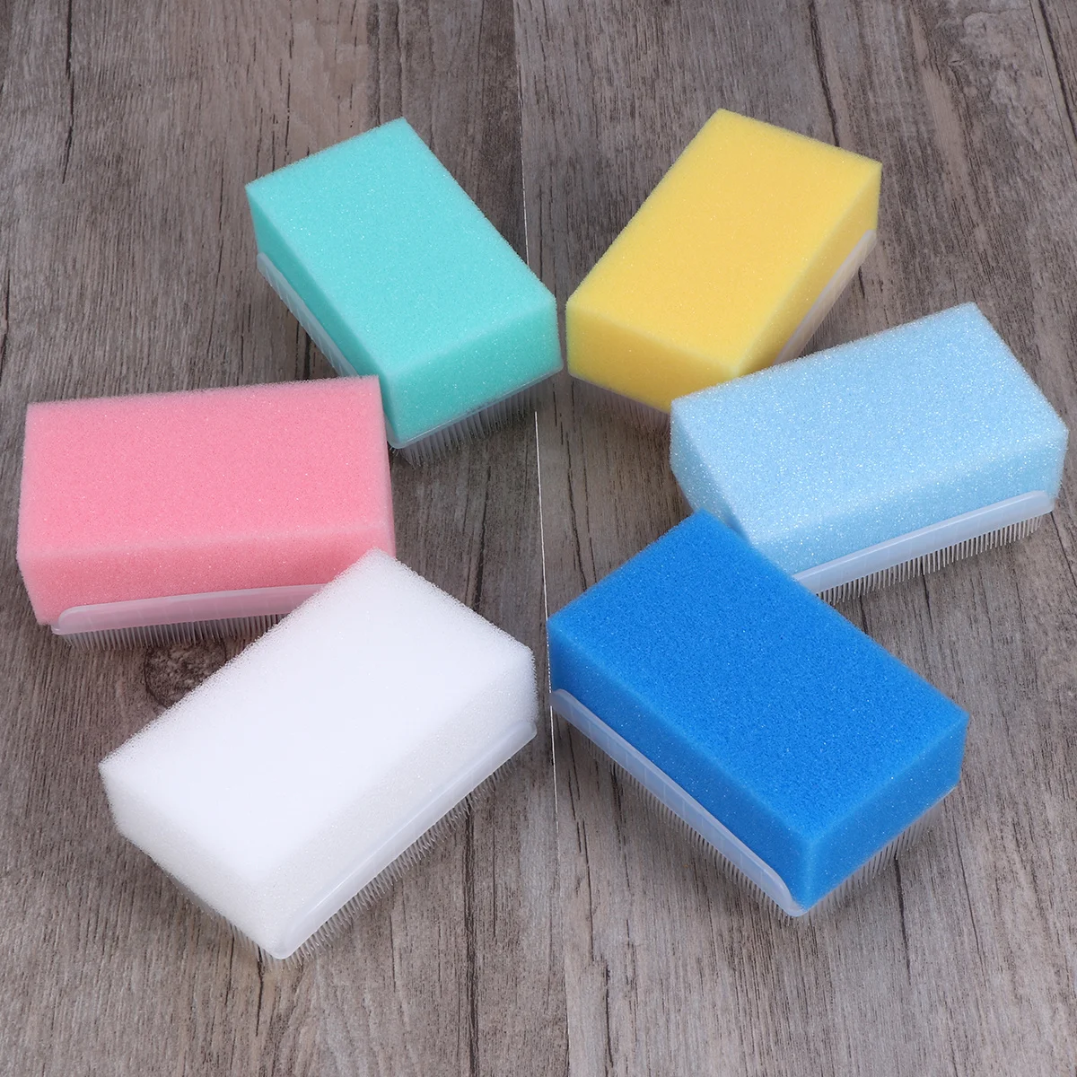 6 قطعة إسفنجة حمام حسية تعمل باللمس شعيرات ناعمة لطيفة لتنظيف شعر أصابع الوجه متعدد الألوان لحديثي الولادة #6