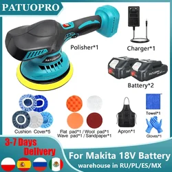 5000RPM 150MM Cordless Car Polisher 6 Gears Of Speeds Adjustable Rechargeable Electric Polishing Machine Fit Makita 18V Battery
