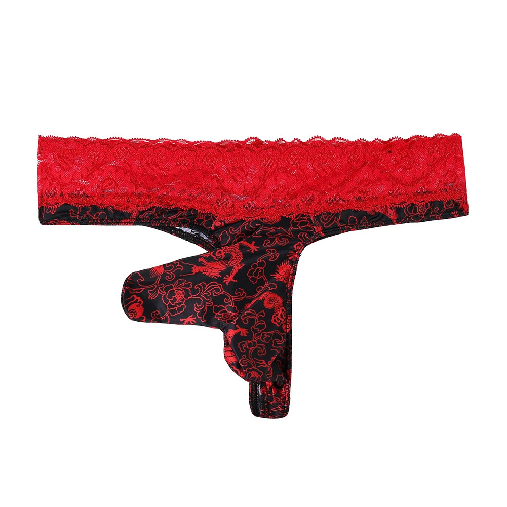Men Underpants Black G-String Underwear Daily Use Lingerie Underwear Middle Waist Polyester Fabric Short Length