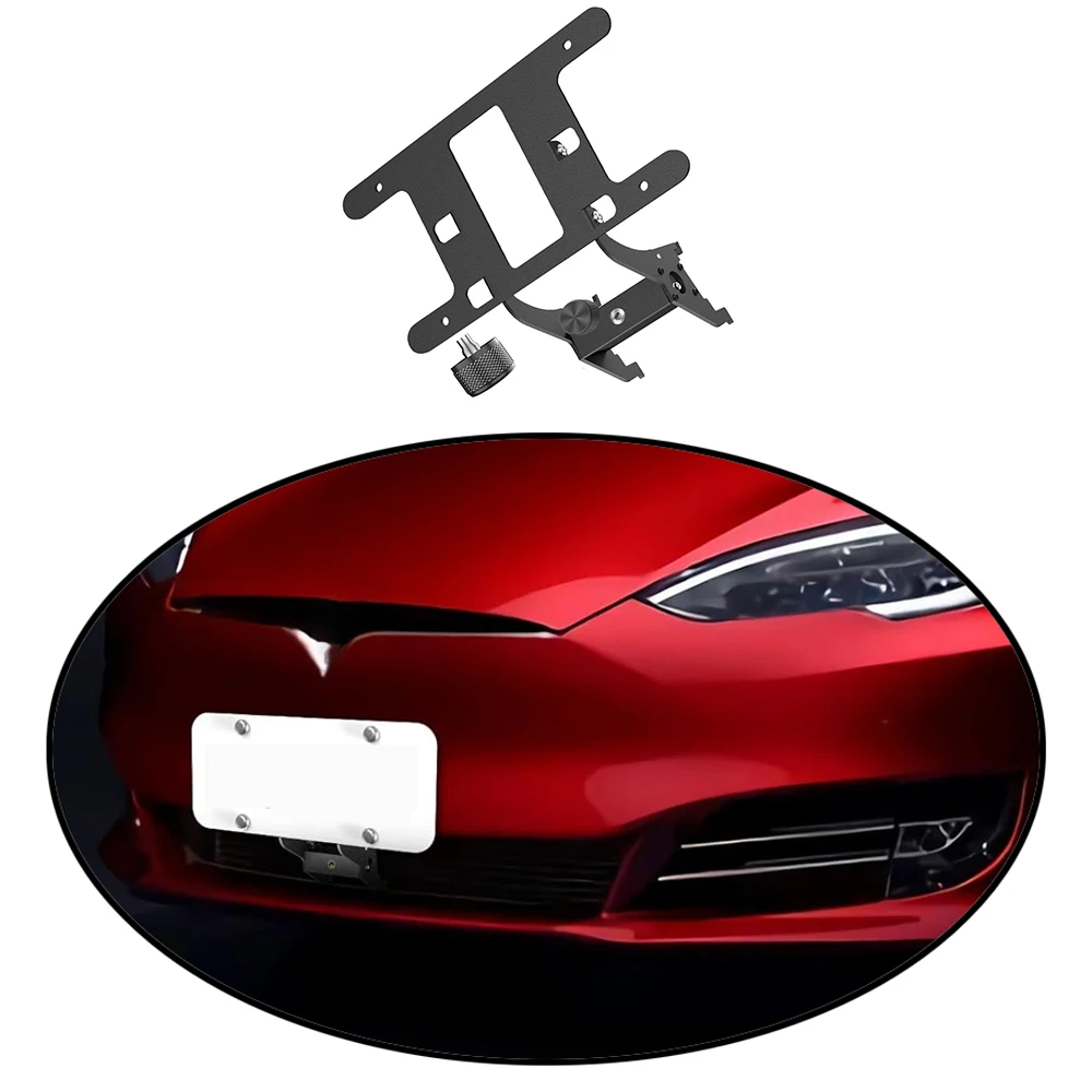 Anti-thief License Plate Holder Front Lock License Plate Holder Mount Modification for Tesla Model 3 2017-2023 Model Y 2020-2023