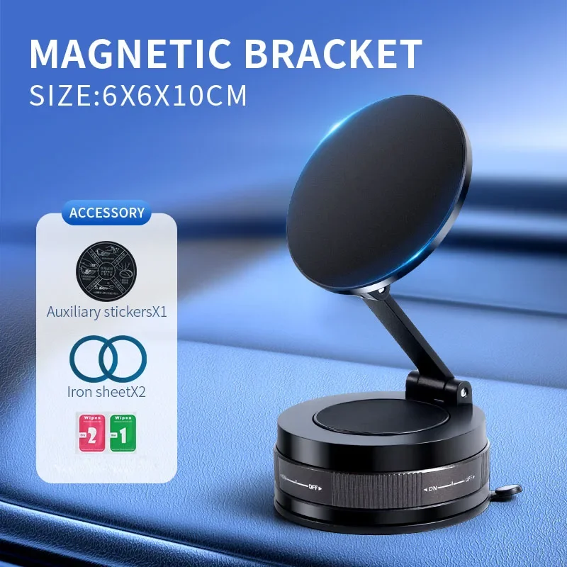 

360° Rotatable Double-Sided Strong Magnetic Suction Cup Phone Holder Bracket Stand Foldable Design for Hands-Free Viewing ABS