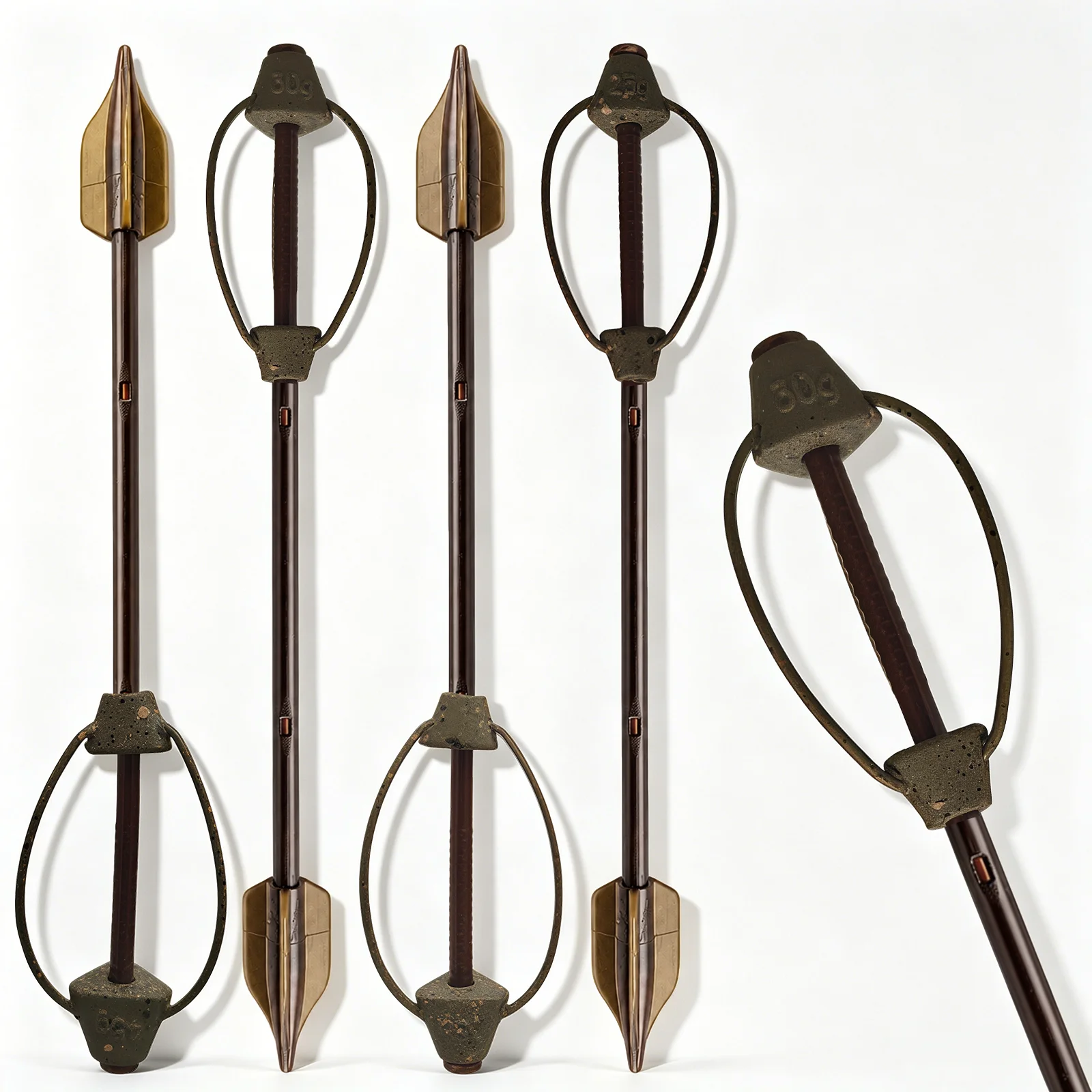 4 Sizes 25-45g Hollow Long Bait Cage with Built-in Weight, Treble Leaf Carp Feeder, Matches Most Carp Rod Holders