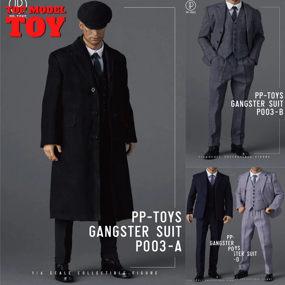 

PP-TOYS P003 1/6 Scale Male Clothes Man British Gangster Gentleman 3-piece Retro Suit for 12‘’ Action Figure Body