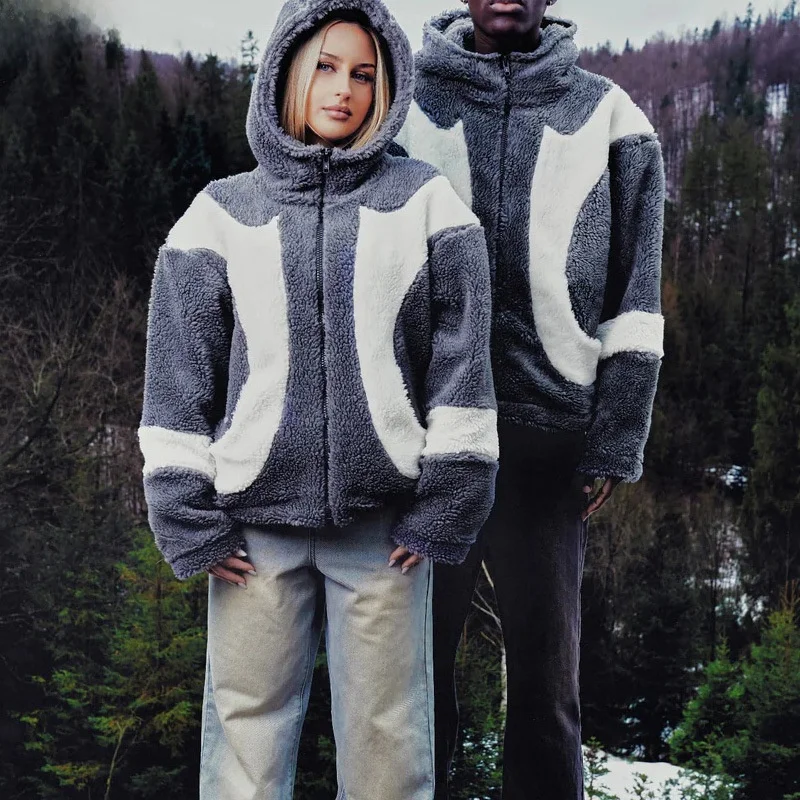 أزياء العلامة التجارية المرأة الدافئة لامب الصوف سترة سستة معطف النمط الأوروبي الأمريكي الخريف الشتاء وصول جديد ملابس خارجية غير رسمية