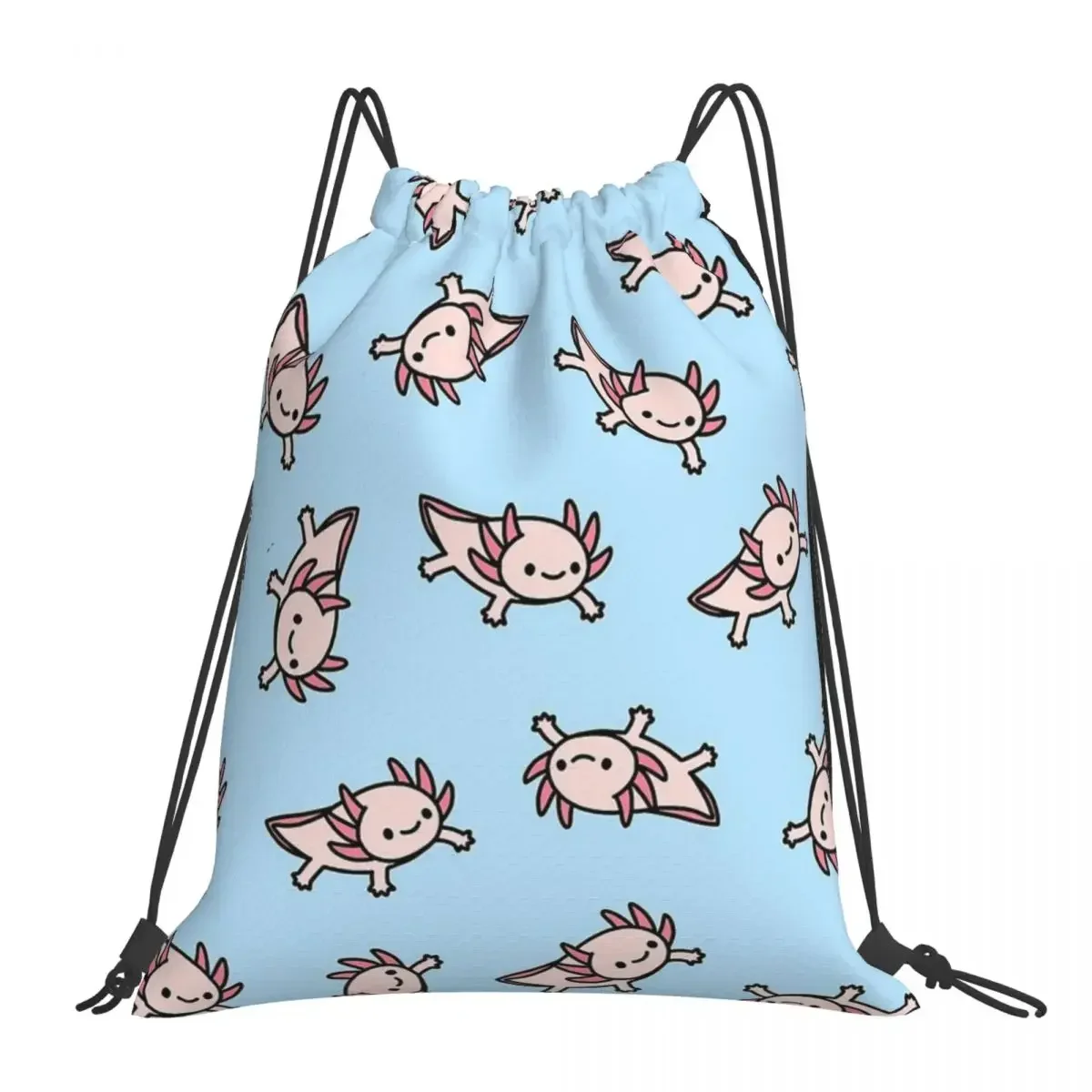 

Axolotl Sea Animal (18) Backpacks Casual Portable Drawstring Bags Drawstring Bundle Pocket Storage Bag BookBag For Travel School