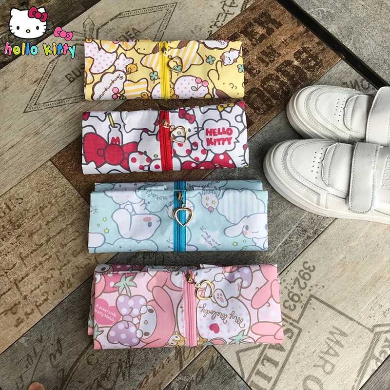 Bolsa de almacenamiento de zapatos de dibujos animados Kawaii Sanrio Hello Kitty, Melody Cinnamoroll Purin, tela Oxford impermeable, cubierta de