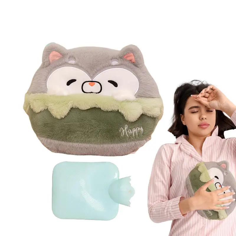 Water Heating Pad Plush Cartoon Hot Water Pouch 500ml Portable Hand Muff Leak-proof Hot Water Pack Cute Stuffed Animals Heating