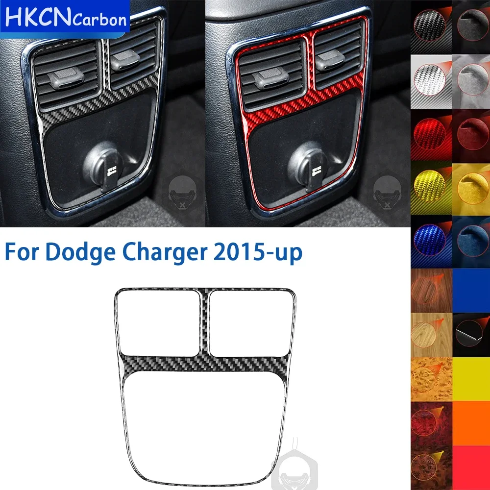 

For Dodge Charger LD 2015+ Carbon Fiber Rear Console Panel Frame Cover Sticker Interior Trim Tuning Overlay Car Accessories