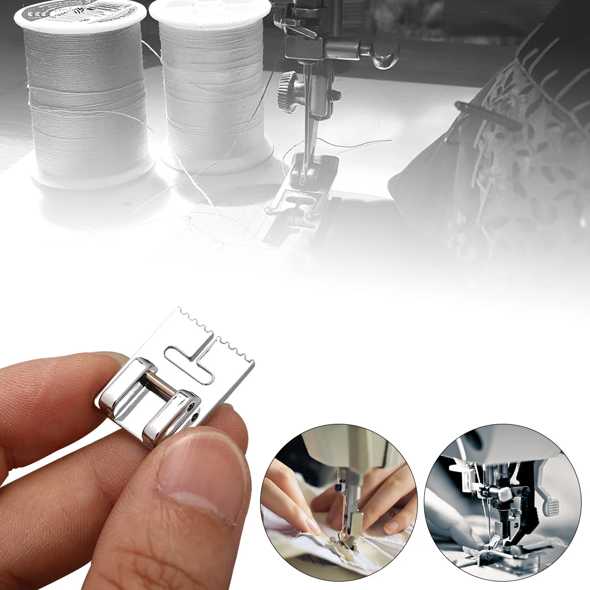 

Metal Straight Stitch Presser Foot Sewing Machine Fit Low-Shank Singer Babylock Viking Silver