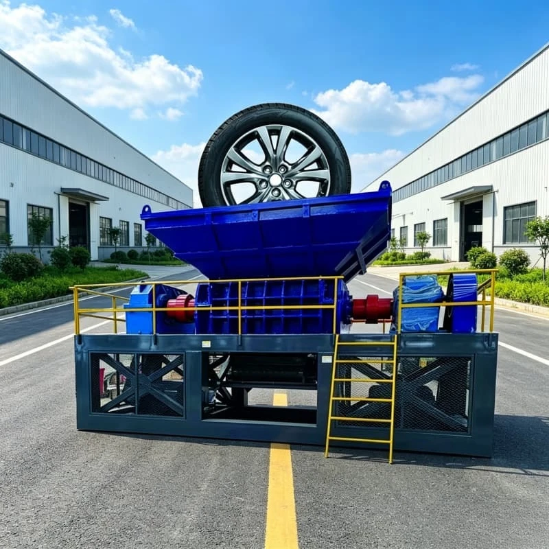 High Capacity Dual Shaft Tire Crusher Wear Resistant Alloy Blade Tyre Shredding Machine For Rubber Reprocessing Customized