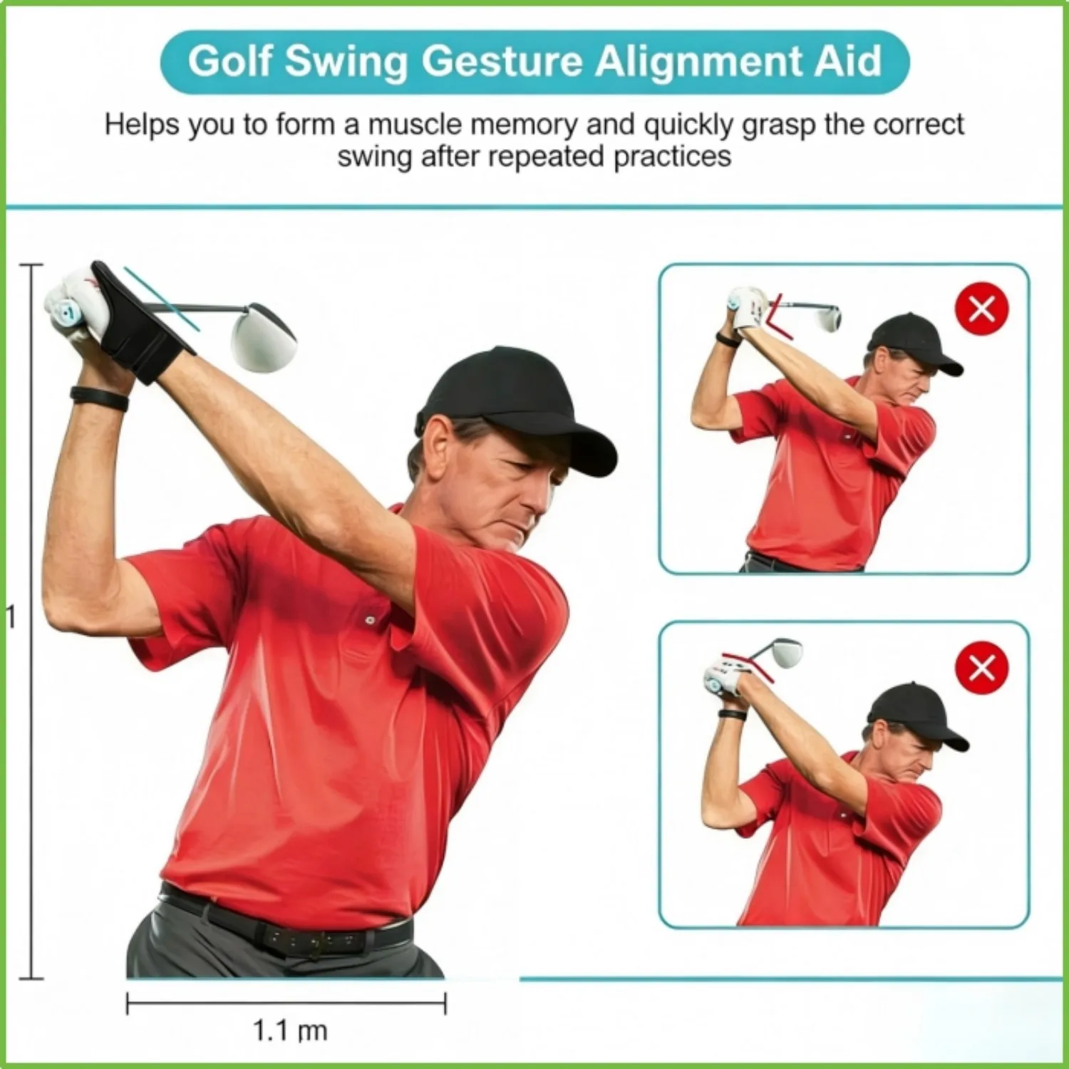 Golf-Handgelenk-Korrektor, ein verstellbares Schwungtrainingsgerät, das effektiv einen Slice korrigiert. – Detail 6