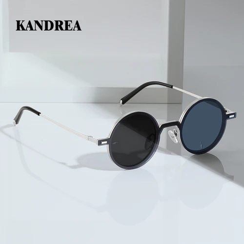 Imagen 1 del producto KANDREA, gafas de sol redondas giratorias ajustables que cambian de Color, Clip en Metal polarizado UV400, montura de gafas antiultravioleta 5204