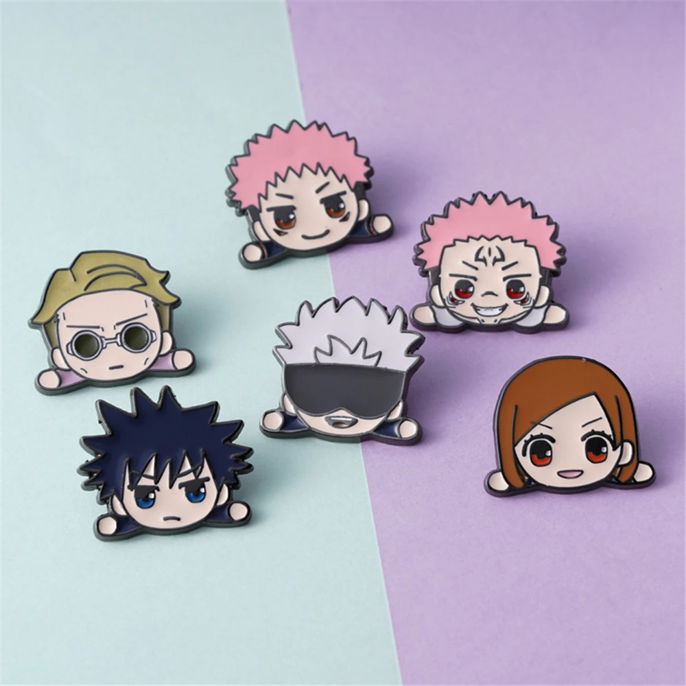 2.5cm Anime Jujutsu Kaisen Ryomen Sukuna Satoru Gojo Itadori Yuji Fushiguro Megumi Cosplay kostiumy metalowa plakietka broszka