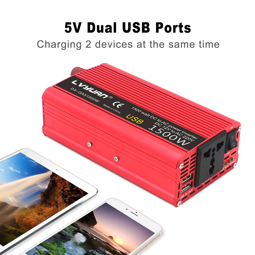 12V 220V Power Converter Dual USB EU Socket Car power Inverter
