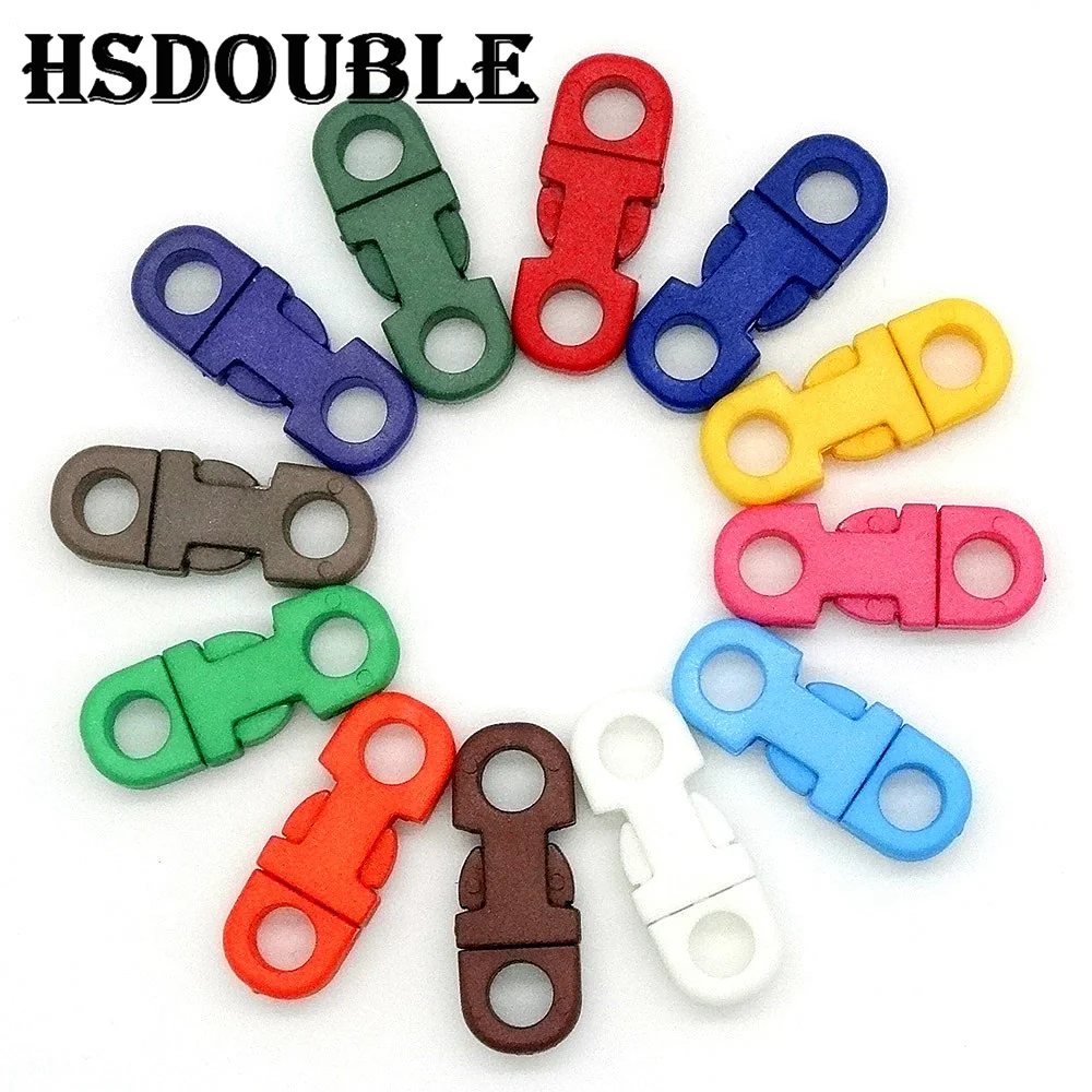 20 Pcs/Pack Colorful 5mm Hole's DIA Straight Flat Side Release Plastic Buckles For Mobile Phone Paracord