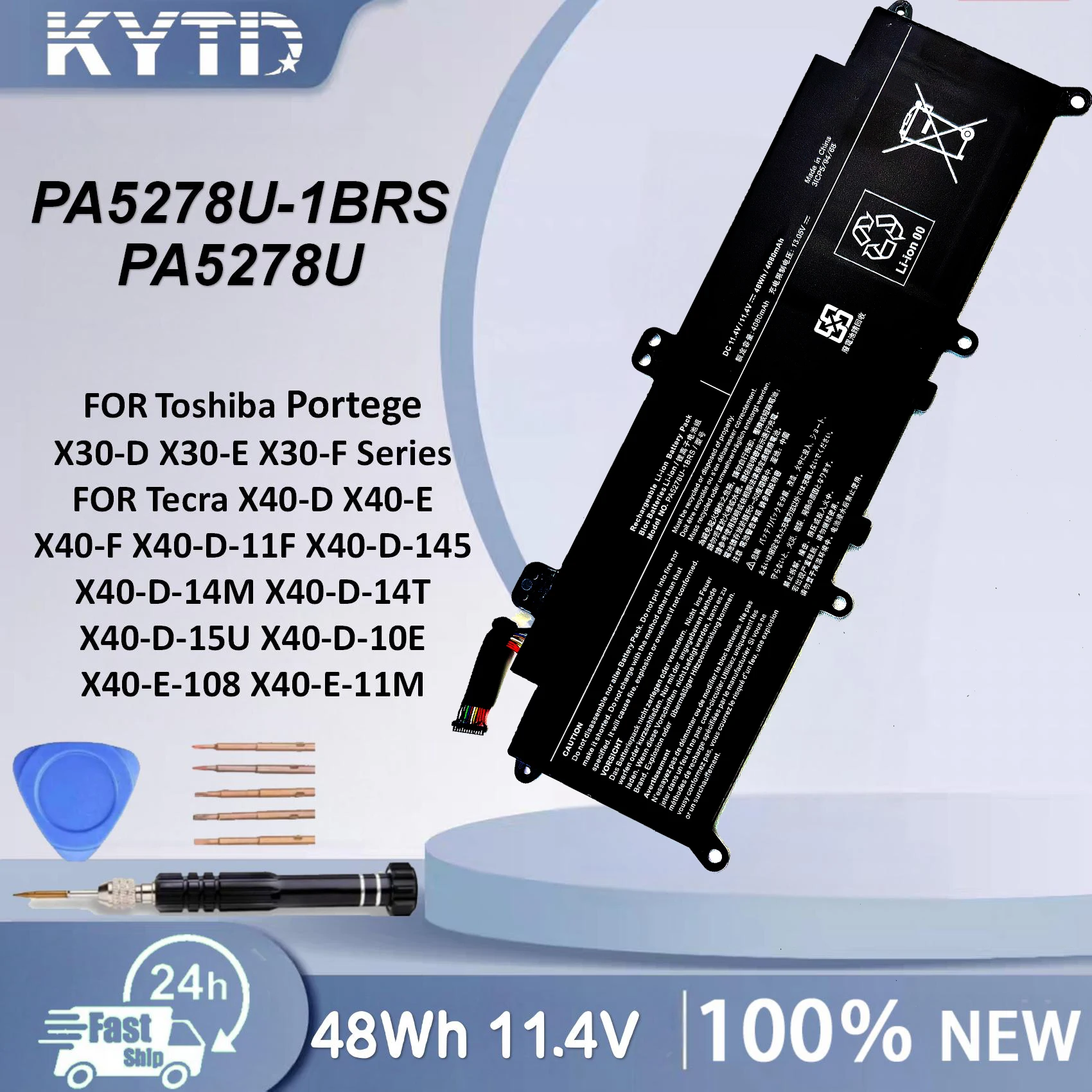 KYTD 11.4V PA5278U-1BRS Battery for Toshiba Portégé X30-D-123 X30-E X30-F Tecra X40-D-14M X40-D-11F X40-D-145 X40-E X40-F PA5278