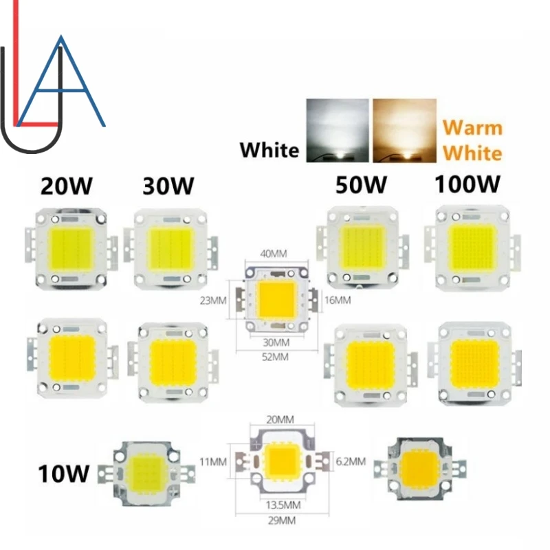 White/Warm White 10W 20W 30W 50W 100W LED light Chip DC 12V 36V COB Integrated LED lamp Chip DIY Floodlight Spotlight Bulb