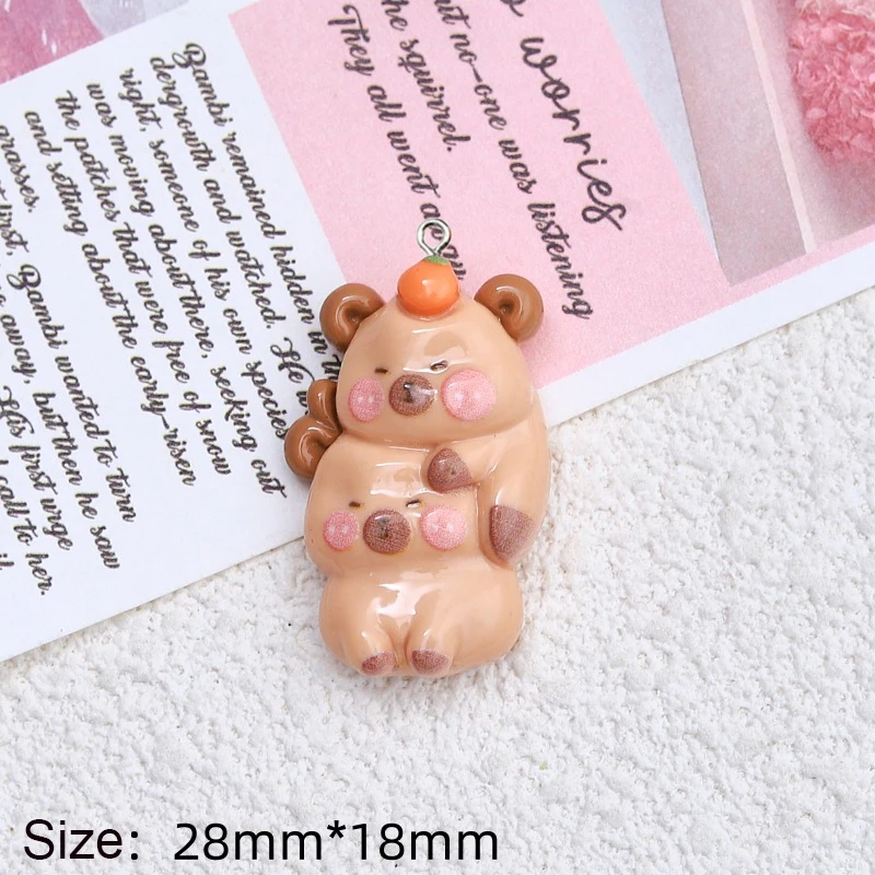 10Pcs Kawaii Cartoon Capybara Resin Charms Glossy Flatback Animal Earring Keychain Pendant for DIY Jewelry Make Crafts Accessory