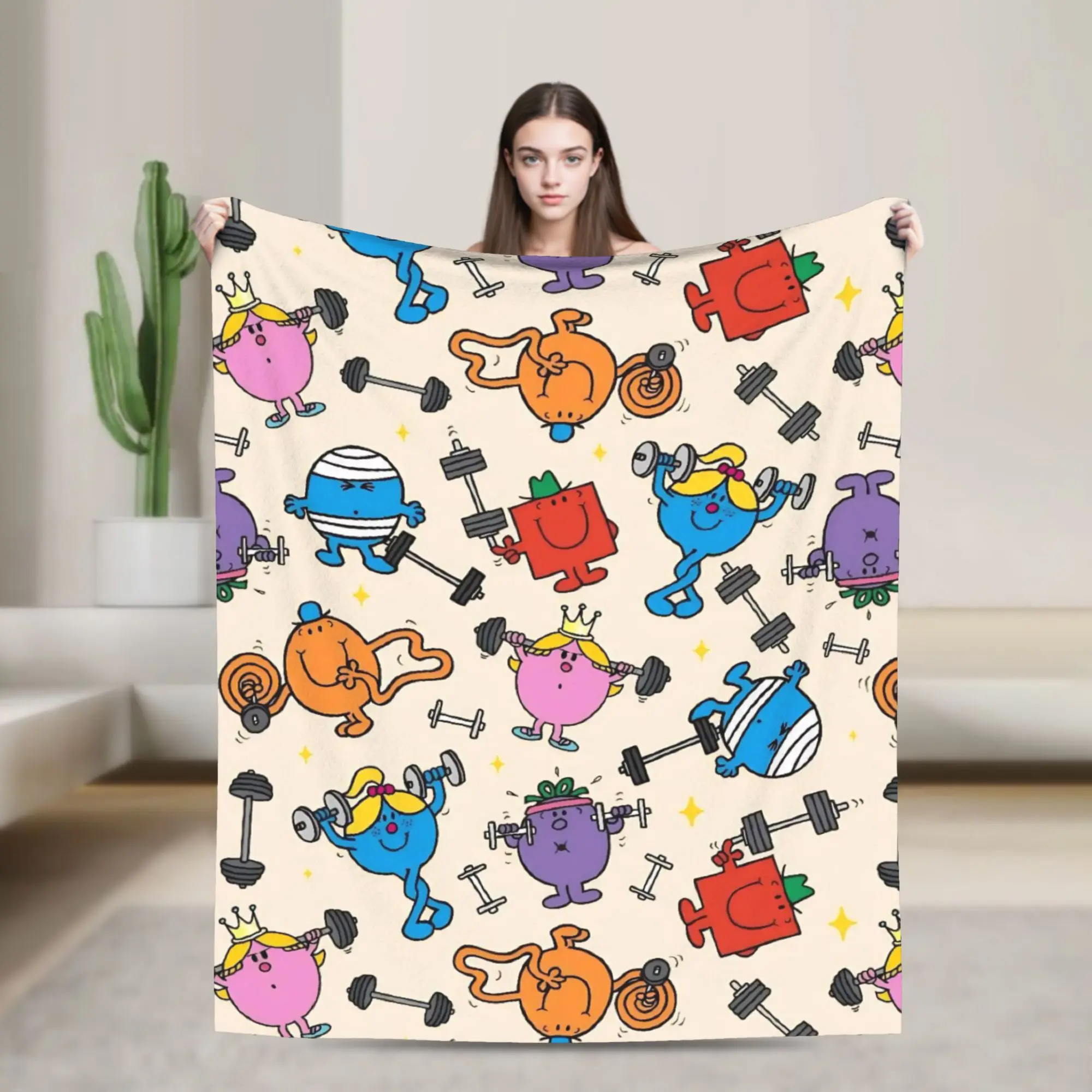 Cute M-Mr M-Men L-Little M-Miss Cartoon Wool Blanket  Awesome Throw Blanket for Home 150*125cm Quilt,