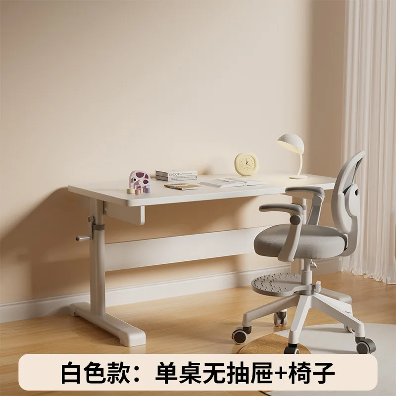 New solid wood children's study table, lifting hole board writing table, bookshelf chair set