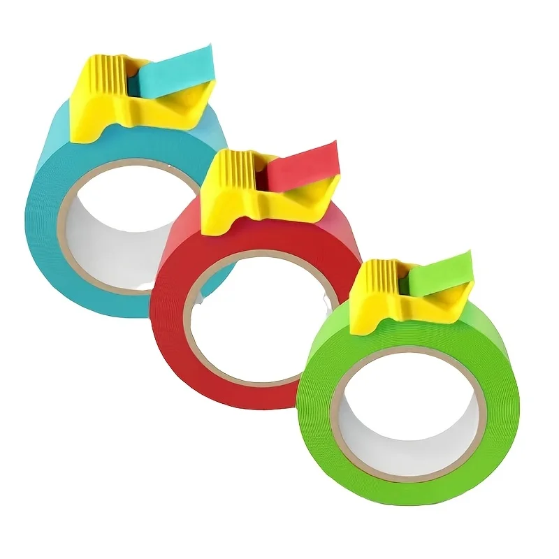 YITAPE 3 Peças Fita Crepe Portátil com Cortador, Fita de Pintor para Pintura de Parede, Artesanato DIY, Dispensador de Fita de Fácil Rasgo, Ferramenta Manual
