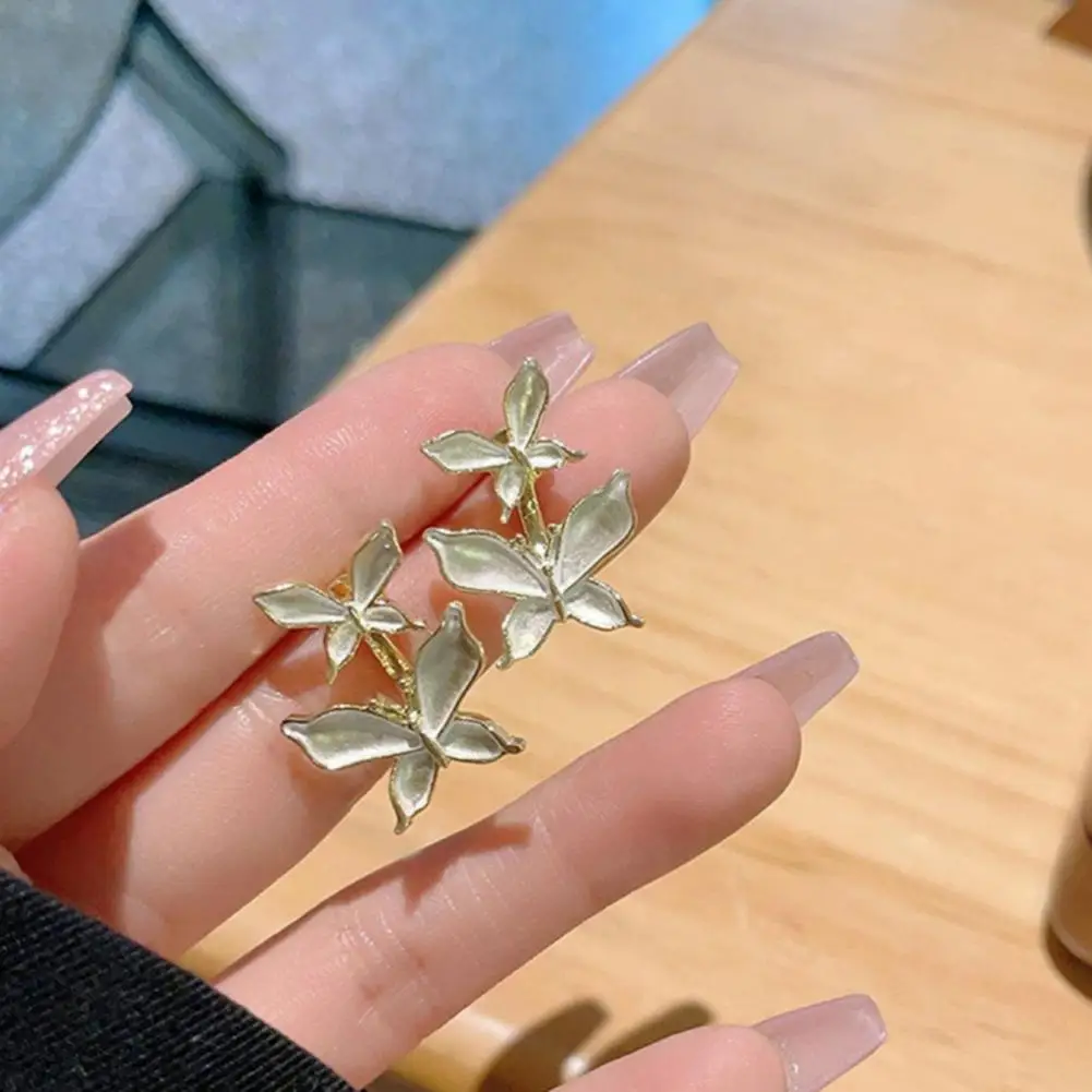 Butterfly Jewelry Earrings 1 Pair Double Butterfly Stud Earrings for Women Front Back Ear Studs Style Wear Jewelry Accessory