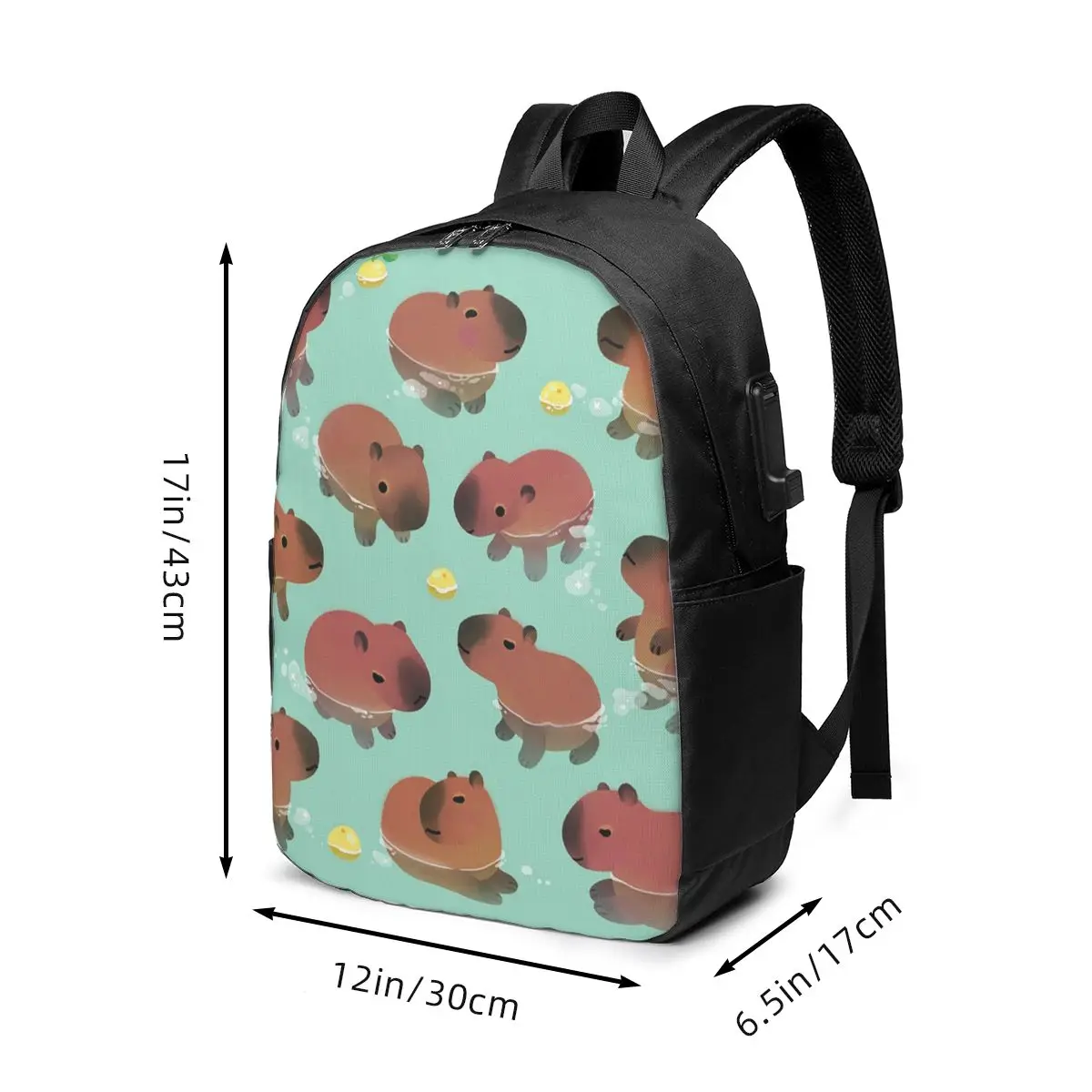 Capybara Animal Pattern Backpack Travel Notebook Bag Computer College Student School Bag Laptop Shoulder Bags for Men Women view 6