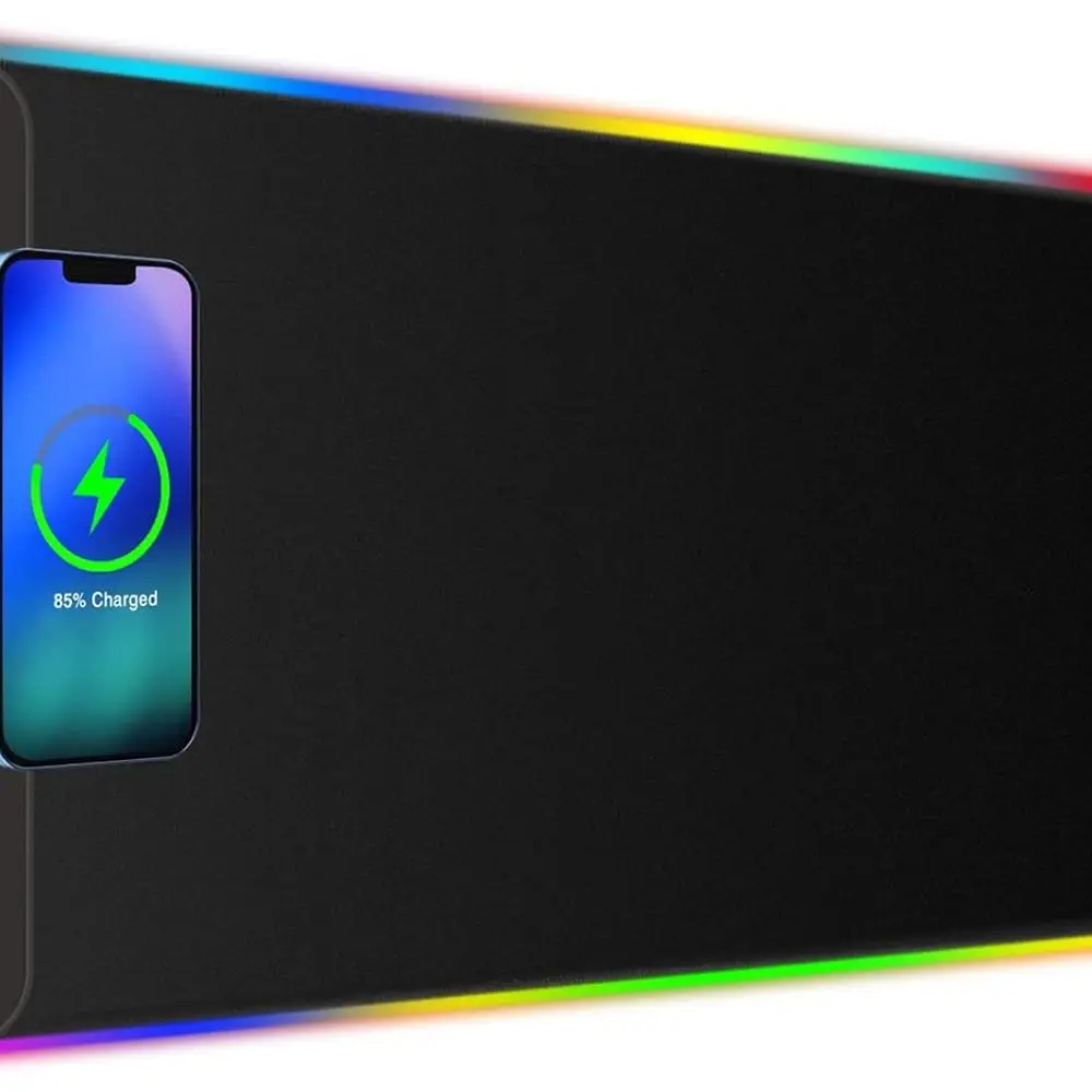 

15W Qi Wireless Charging RGB LED Gaming Mouse Pad with 10 Light Modes, Large Non-Slip Rubber Base for Men's Computer Desk