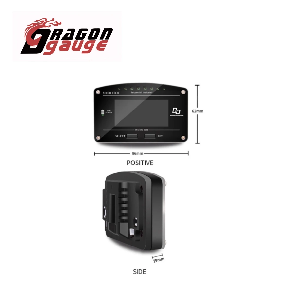 DRAGON GAUGE 10 in 1 Race Dash Panels OLED Digital Display Full Sensor Kit Car Multi-Function Dashboard Fit for 12V Car