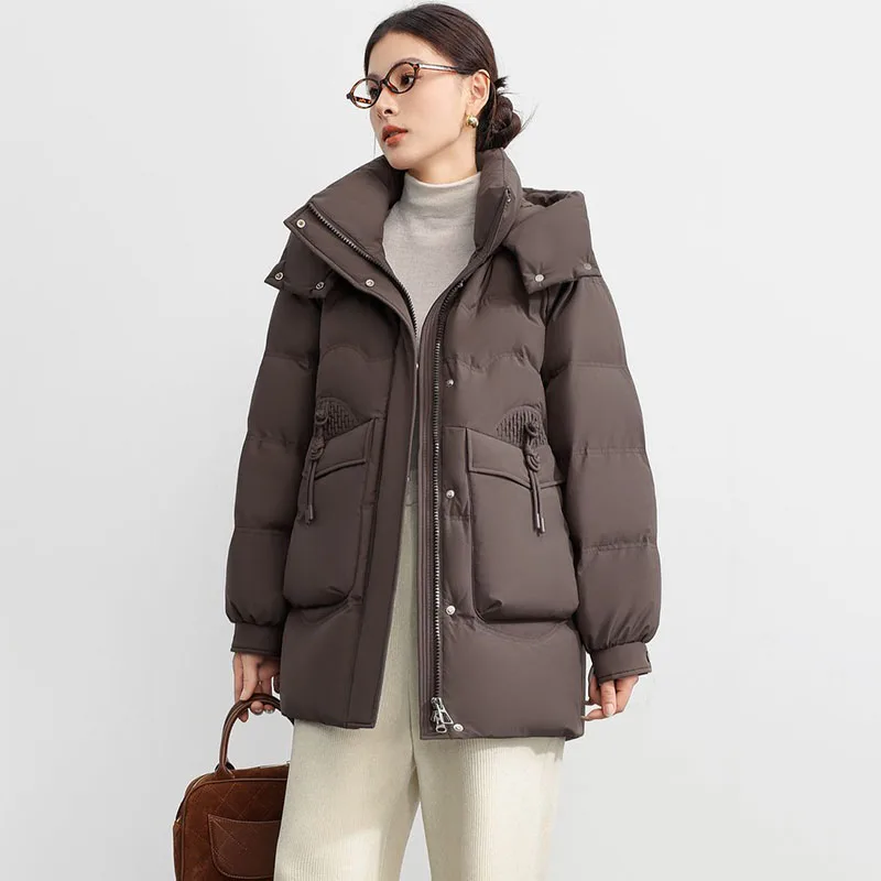 Novo high-end das mulheres para baixo casaco de algodão 2025 inverno engrossar quente acolchoado jaqueta feminina destacável com capuz parker casaco grande bolso
