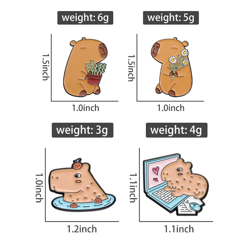 Cartoon Cute Capybara Brooch Enamel Pins Custom Funny Hippopotamus Metal Lapel Badge Clothes Backpack Accessories Jewelry Gift