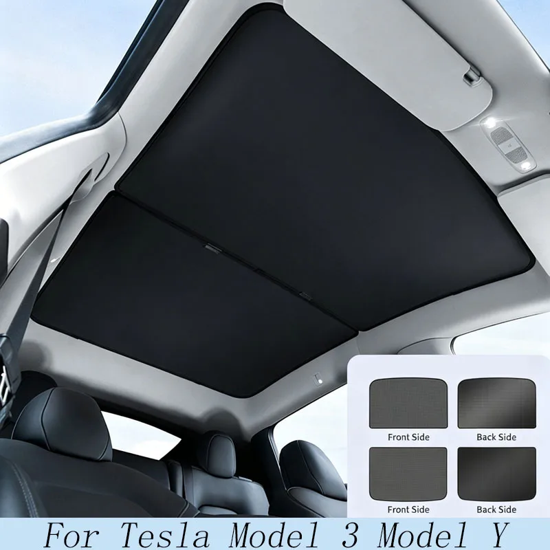 Car Roof Sunshade Sun Visor for Tesla Model 3 Model Y 2022-2026 Roof Sun Shade Curtain Heat Insulation UV Protection Accessories