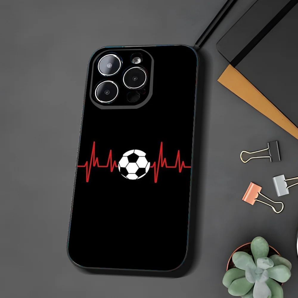 Football Heart Beat Phone Case For Xiaomi 11 Redmi Note 11 5G 8T 9A 9 10T Note8Pro Note9 12SUltra Black Case