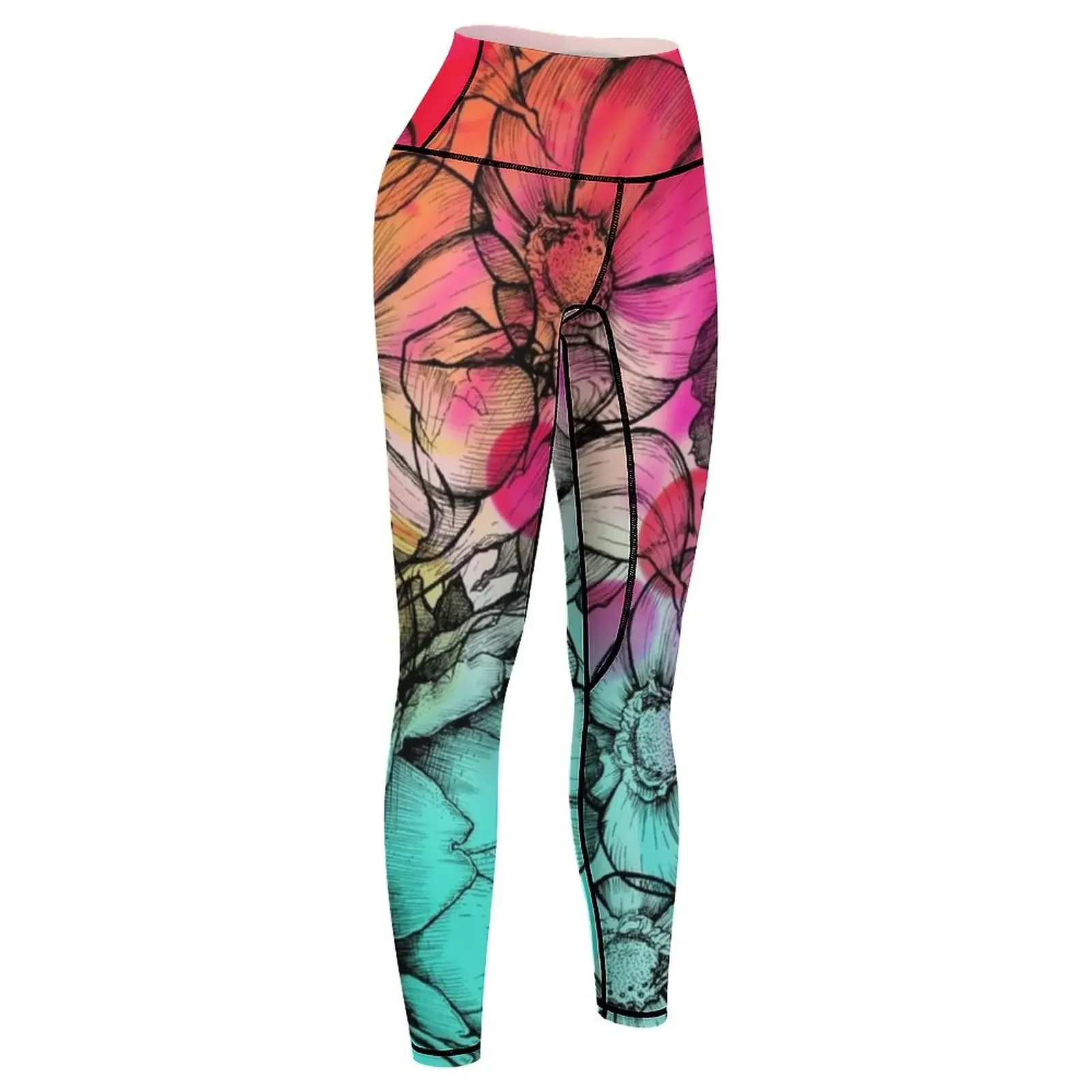 Legging warna di taman saya, Legging olahraga wanita, Legging fitness gym pinggang tinggi, legging wanita push up