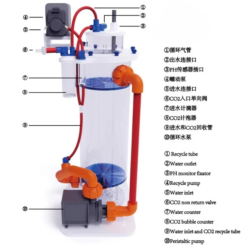 Reator de cálcio dedicado à água do mar, reabastecimento de elementos