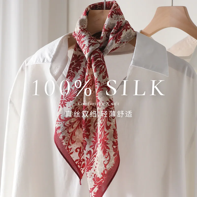 

100% Silk Scarf Women elegant Luxury High Quality Square Fashion Neckerchief шарфик Shawl Wraps Hijab Bandana hijab Scarves