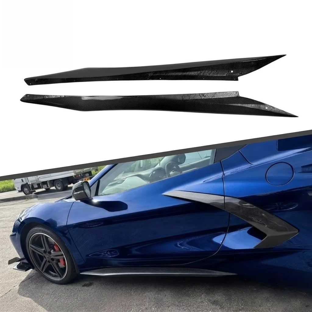 ZR1 Style Carbon Fiber Side Skirts Side Extension Lip for C8 Stingray 2019-2024 Side Panels S9